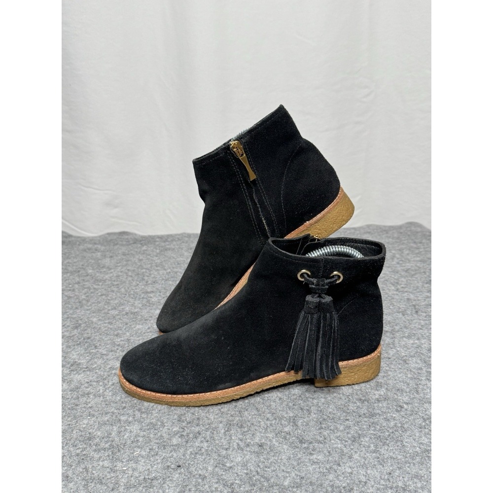 Kate Spade Boots Bellamy Tassel Bootie Side Zip Ankle Black Suede Size 6.5